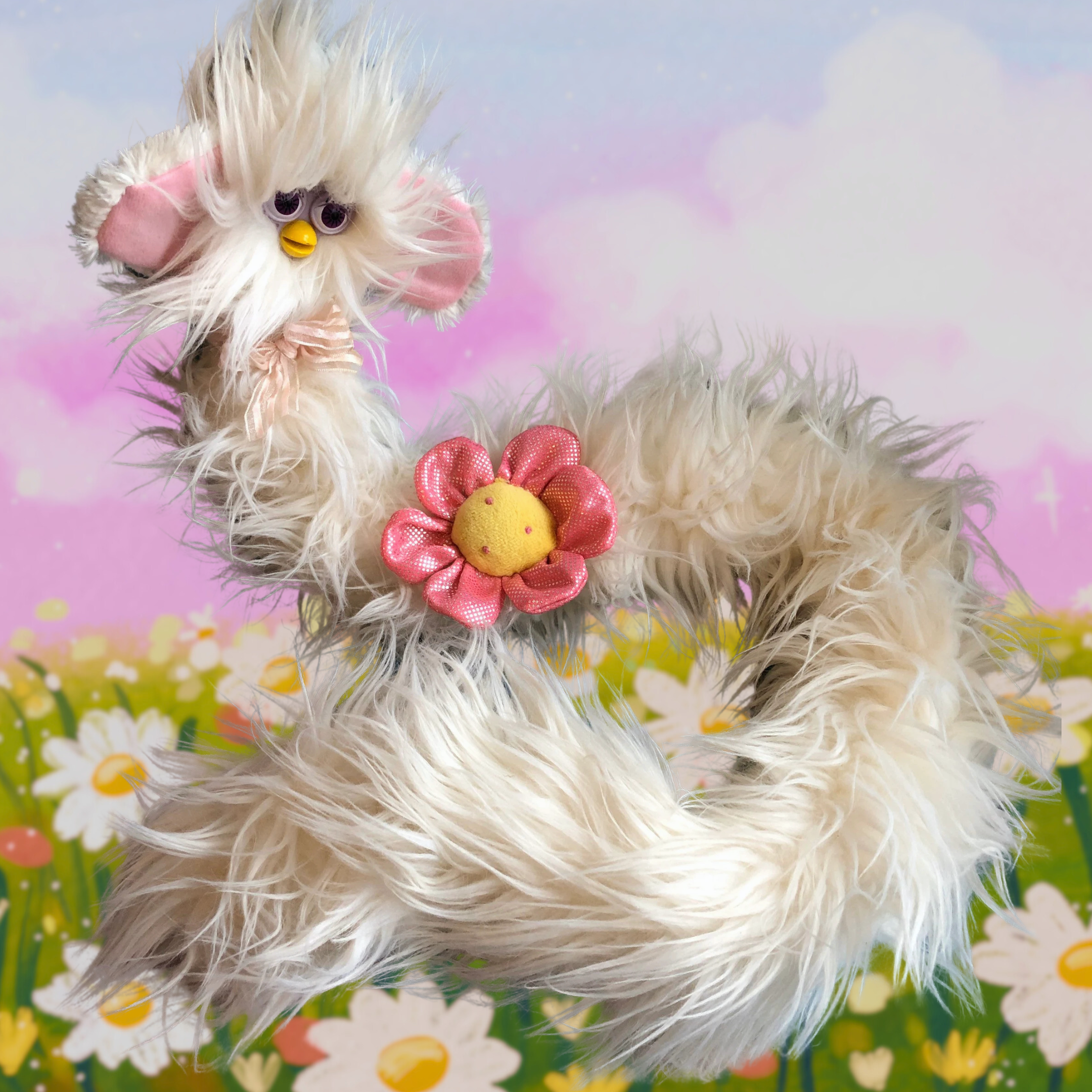 white fluffy oddbody long furby