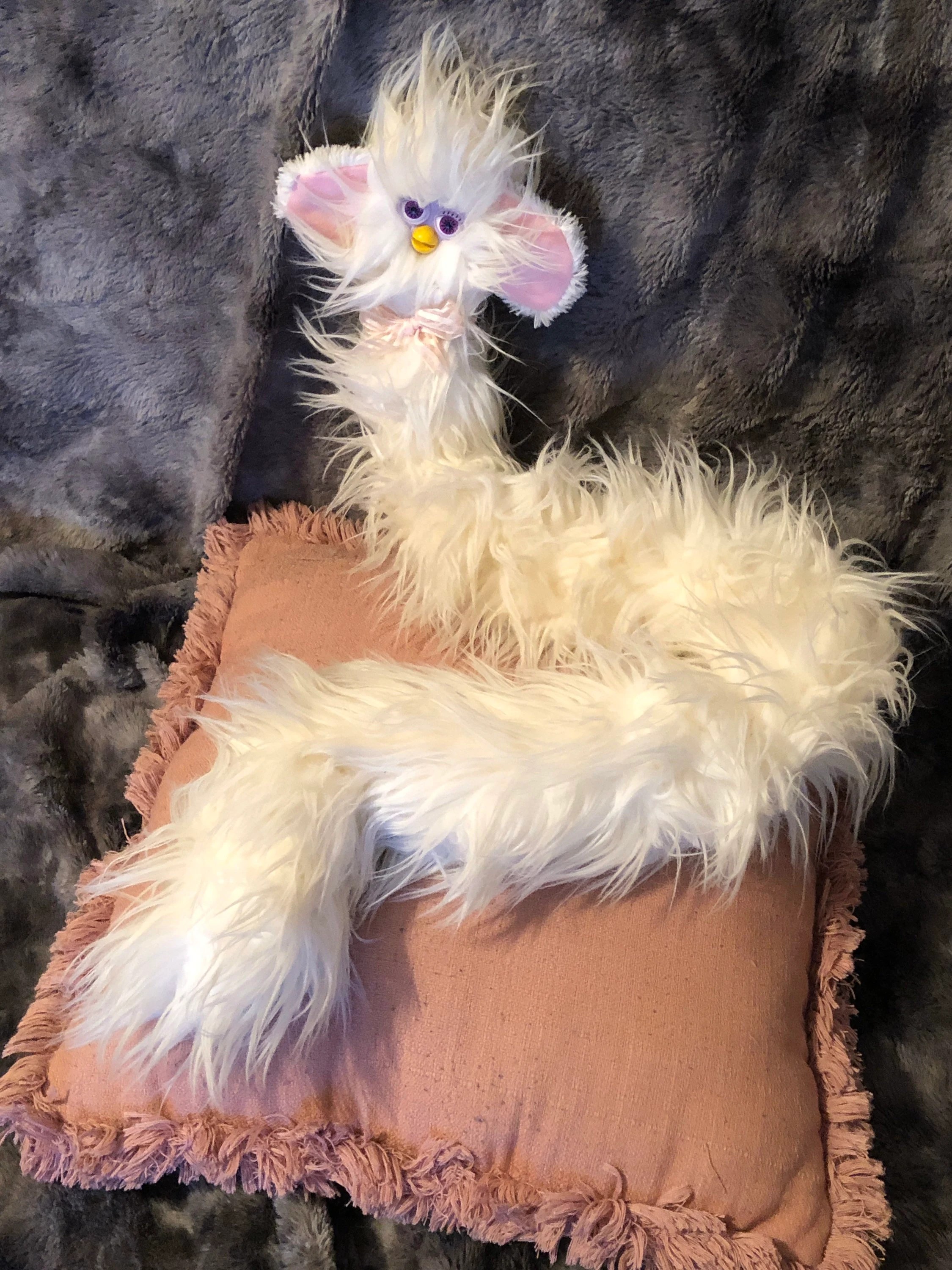 white fluffy oddbody long furby