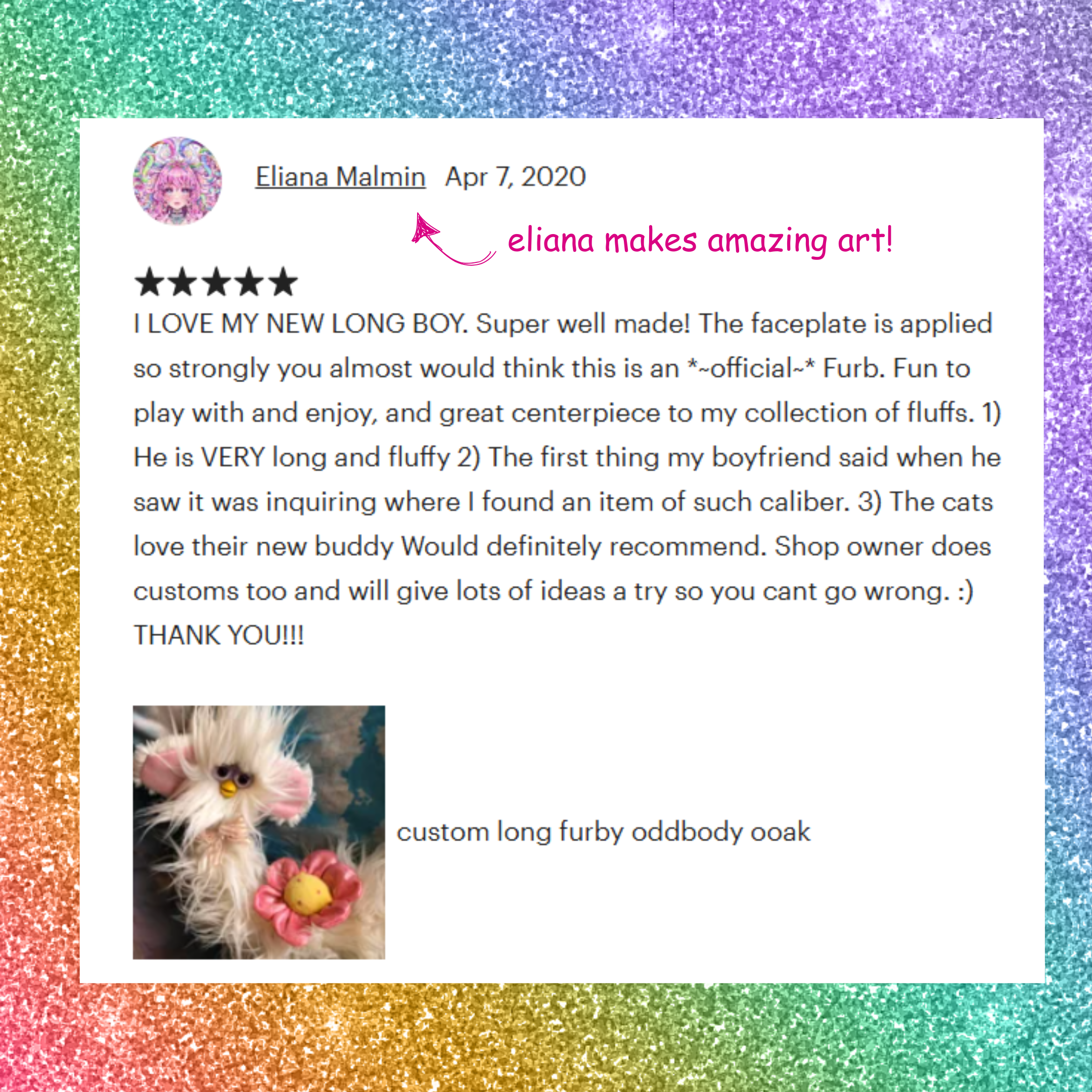 white fluffy oddbody long furby