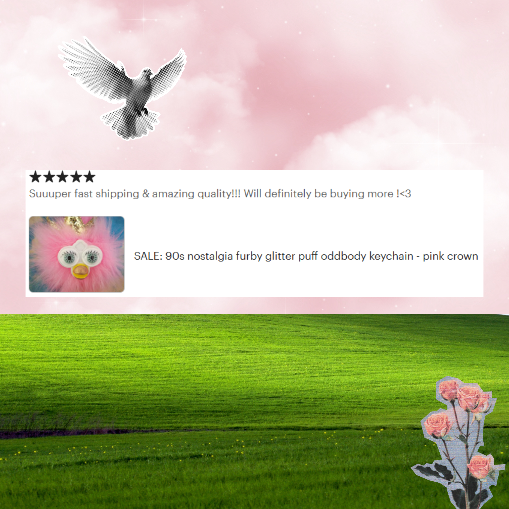 5-star review from the Firbly Etsy shop that reads: "Suuuper fast shipping & amazing quality!!! Will definitely be buying more !