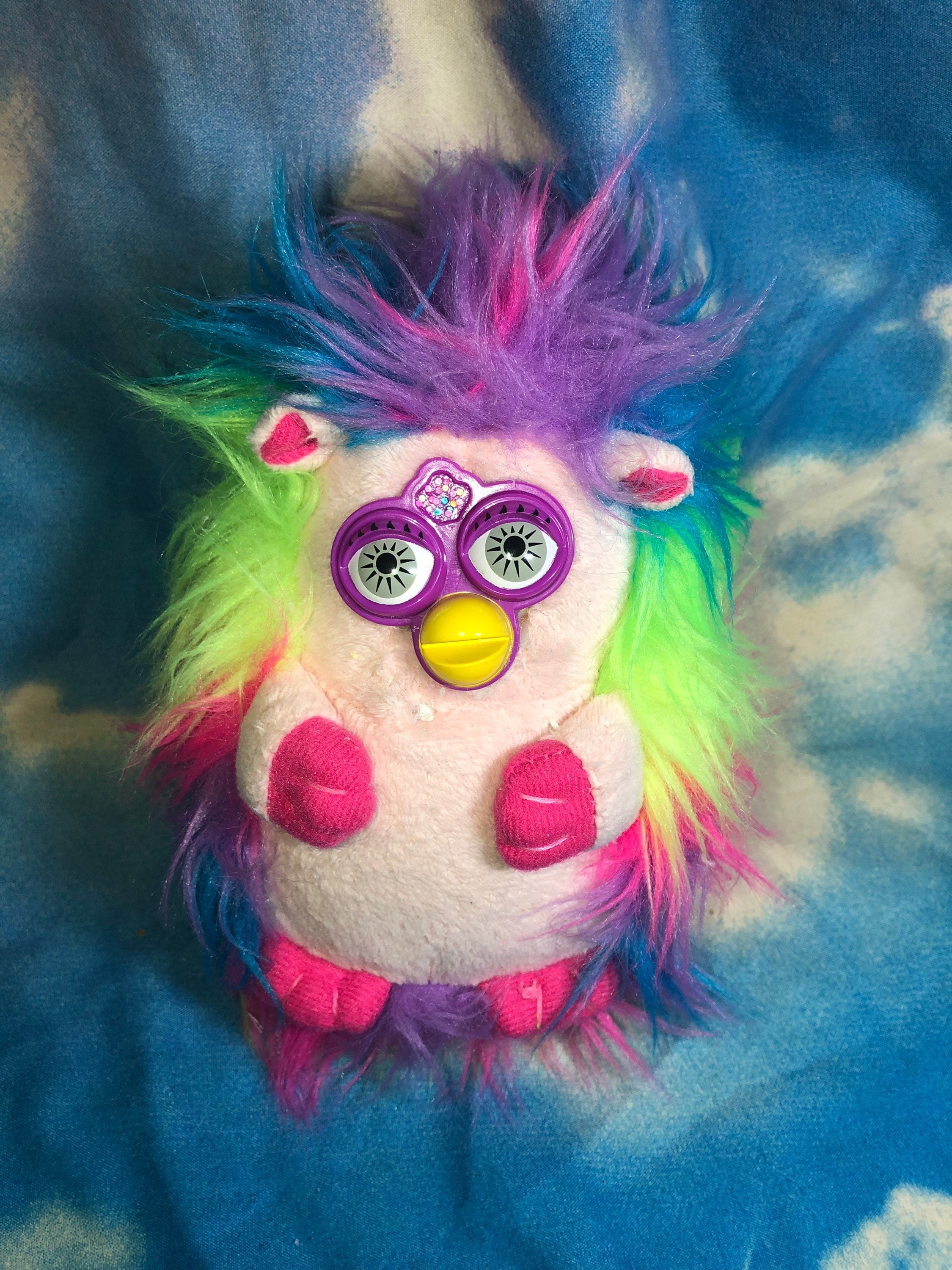 90s furby oddbody stuffed plush rainbow cursed hamster hedgehog toy