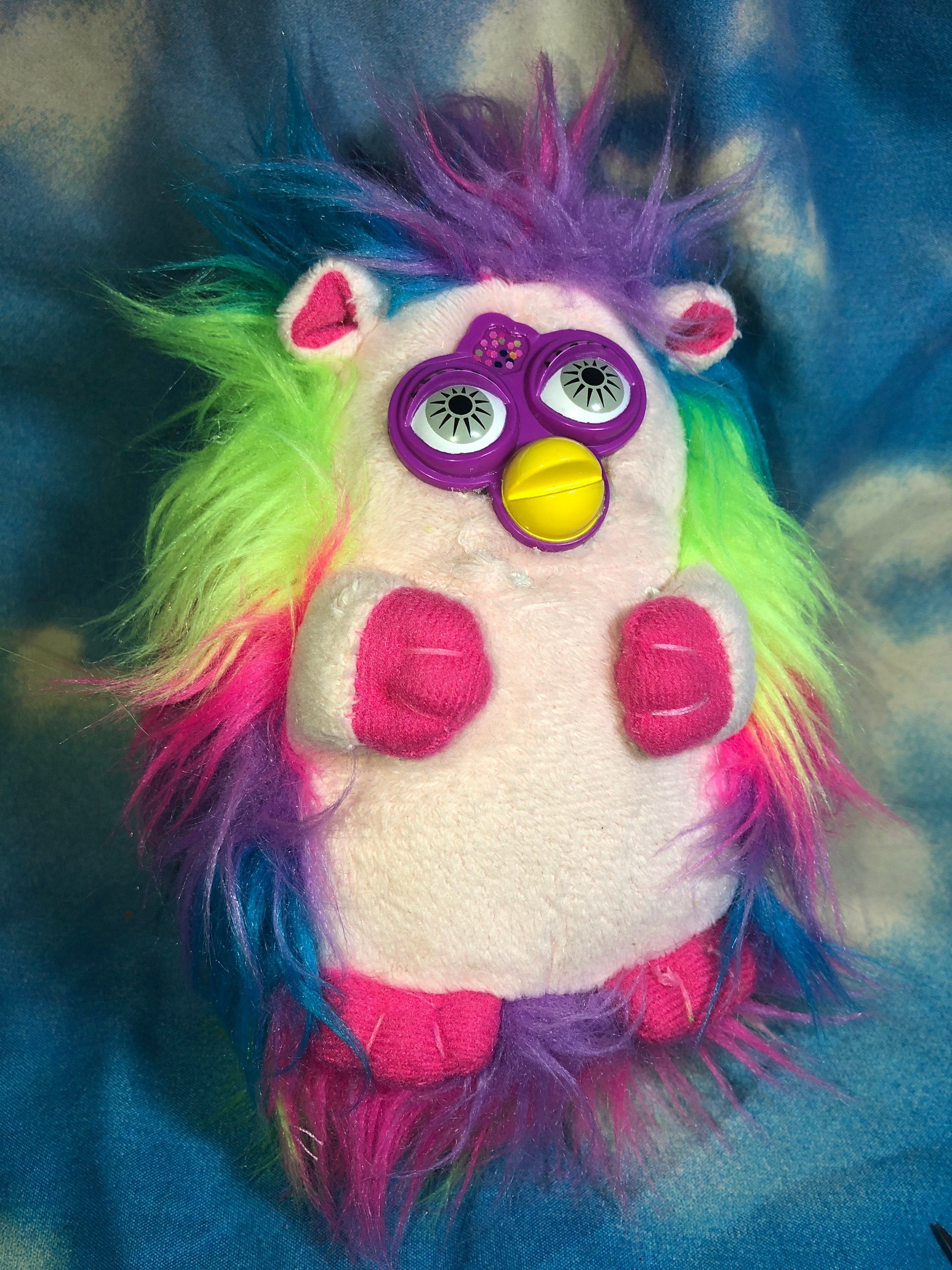 90s furby oddbody stuffed plush rainbow cursed hamster hedgehog toy